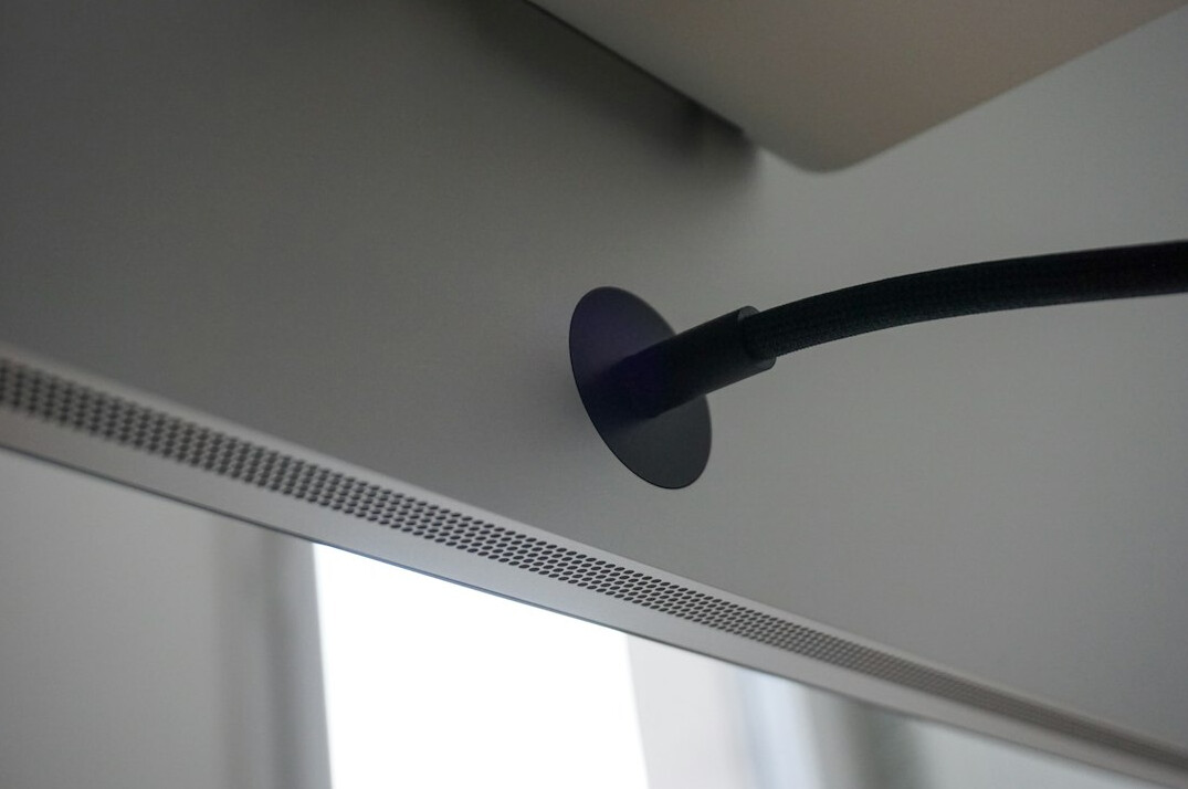 Presenter microphone on a boom in a studio